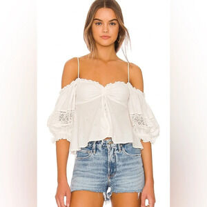 NWT Free People x Revolve Bambino Off-shoulder Bohemian Top White XS